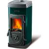 Nordica Extraflame Stufa a Legna Bruciatutto 5 Kw Volume 143 m3 Testata in Ghisa Rivestimento Acciaio Smaltato Colore Verde - Super Junior