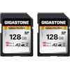 Gigastone 【Recupero dati 0 per 5 anni】GIGASTONE 128GB Set da 2 Scheda SD 4K Camera Pro MAX, A2 SDXC 4K video UHD, alta velocità 120/80MB/s, compatibile Canon, Sony, Panasonic, 2 custodie mini