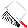 DINSONG Set di seghe per traforo con 7 lame e seghetto per metallo e legno, girevole a 360 gradi, con manico in legno, elevata adattabilità, versatile, taglio preciso