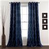 Lush Decor, Tende filtranti per la Luce a vortice Blu Navy, Design retrò a Righe a Pois per Soggiorno, Sala da Pranzo, Camera da Letto (Coppia), 132 cm di Larghezza x 213 cm di Lunghezza