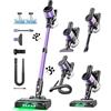 SUXIANGVAC Aspirapolvere Senza Fili, 45KPa/500W/45min Scopa Elettrica Senza Fili, con3 Livelli, tubo estensibile, display a LED,Spazzola Antigroviglio, per Pavimenti/Tappeti/Peli Animali-Violetta