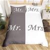 Homemissing Mr Mrs Copripiumino Love Man Donna Romance Set biancheria da letto per coppia di innamorati San Valentino Biancheria da letto e lino Ultra Soft Grigio Bianco Creativo King Size Zipper,