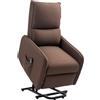 HOMCOM Poltrona Elettrica Alzapersona Reclinabile 135°, Poltrona Relax Elettrica in Tessuto Effetto Lino con Telecomando, Poggiapiedi e Tasca Laterale per Soggiorno e Camera da Letto, Marrone Scuro