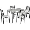HOMCOM Set Tavolo e Sedie 5pz, Tavolo da Pranzo Rettangolare in Metallo e MDF e 4 Sedie da Pranzo con Seduta Imbottita in Gommapiuma e Poliestere
