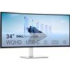Dell 34 Plus USB-C Monitor - S3425DW, WQHD 3440x1440, 21:9 Curvo, 120Hz, VA, 1ms, AMD FreeSync Premium, HDR10, Regolabile in Altezza, Altoparlanti integrati, 2 USB-C, 2 HDMI, 3 Anni di Garanzia