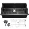 VEVOR Lavello da Cucina in Granito 838 x 559 x 222 mm per Montaggio a Superficie, Lavello da Cucina da Incasso in Stile Rurale con Accessori, per Camper, Cucine di Preparazione, Bar, Nero