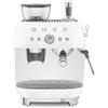 Smeg, Macchina da Caffè Espresso Manuale EGF03WHEU, con Macinacaffè Integrato, Thermoblock, 4 Livelli di Temperatura, Lancia a Vapore e Manometro, Serbatoio da 1 L, Dimensioni Compatte, 1350W, Bianco