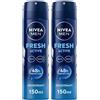 Nivea (Beiersdorf SpA) Nivea Men Fresh Active Deodorante Spray 150 ml, antitraspirante uomo per 48 ore Set da 2 2x150 ml