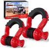 Nilight 90053B, Grillo con Anello a D da 1.9 cm, Perno da 2.2 cm, Isolatori e Kit di Rondelle, Robusto, dalla Capacità di Carico di 4.75 Libbre, per Jeep, Camion, Veicoli, Rosso, 2 Pezzi