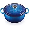 Le Creuset Cocotte rotonda Evolution in ghisa vetrificata con Coperchio, diameter 22 cm, Azzurro, 21177222202430