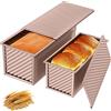 Wixovo 2 Pezzi Stampo per Pane in Cassetta, Teglia per pane in Cassetta con Coperchio, Stampo per Pane da Toast per Cuocere Toast, torte, oro rosa