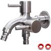 Ysislybin Rubinetto dell'Acqua A Parete, Rubinetto Doppio da Giardino da 1/2 Pollici,Rubinetto Universale Doppio,Rubinetto Multifunzionale per Lavatrice,Valvola di Uscita A Doppia Sfera,per Cucina, Lavatrice