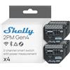 Shelly 2PM Gen4 - Interruttore Relè Intelligente Wi-Fi, 2 Canali, 16A, Monitora il Consumo di Energia, Tapparelle, Nessun Hub Richiesto, Certificato Matter, Alexa, Google, HomeKit, Zigbee (4 Pezzi)