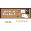 Okydoky Bacheca in sughero con cornice in legno nero, 90 x 30 cm, per decorazione della casa, ufficio, bacheca in sughero