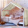 Vicloon Tenda Letto Bambini 100% Cotone, Tenda Letto Montessori per Letto Bambini, Baldacchini in Tessuto, Tenda da Letto per la casa in Mussola, 135 x 360 cm, Beige