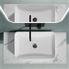 doporro Mensola Sospesa per Lavabo da Appoggio 50x100 cm in Legno Effetto Marmo Bianco, Consolle da Parete per Bagno con Staffe, Mobile da Bagno Design Industriale Platte05