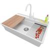 PRIMAGRAN Lavandino da Cucina Bianco 78x53cm, Lavello da Cucina a 1 vasca + Sifone Classico + Rubinetto 32x20cm + Accessori, Lavabo da Cucina Incasso al mobile 80cm - Oslo Pocket
