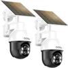 aosu 2K Telecamera Wi-fi Esterno Senza Fili con Pannello Solare a Batteria | Rilevamento del Movimento, Telecamera WiFi Esterno,Visione Notturna a Colori, Audio a 2 Vie, Alexa & Google Compatibile