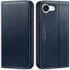 SHIELDON Custodia Portafoglio per iPhone 17e/16e 5G 6.1, Custodia Flip in Vera Pelle [Porta Carte][Cavalletto] [Blocco RFID] Cover per Telefono Compatibile con iPhone 16e/17e 2026 - Retro Blu Scuro