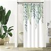 Uiiooazy Tenda Doccia Antimuffa, Tenda da Doccia Piccola 90x180cm Foglie Blu Verde Eucalipto Pianta Motivo Tende da Bagno Tessuto Lavabile Impermeabile Poliestere Tende per Vasca da Bagno con 6 Anelli
