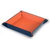 pubblimania Vassoio porta oggetti svuota tasche bicolore con chiusura a bottoni in poliuretano. Utile porta oggetti da scrivania (Blu/Arancio)