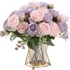 HNVNER 2 mazzi di fiori artificiali in stile vintage, bouquet di peonie in seta per decorazione di casa, matrimonio e feste, rosa-viola