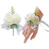 Rikyo Set di 2 bouquet da polso con fiori da polso, 7,6 cm, rosa artificiale e garofano, fiori di seta fatti a mano, per matrimoni, accessori per abiti da ballo (bianco)