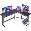 JUMMICO Scrivania Angolare, Scrivania Gaming 170x130cm - Tavolo da gioco a L con Supporto Reversibile per lo Schermo - Versatile (gioco/lavoro/studio) - Rivestita in Carbonio - Nero