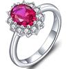 YL Anello da donna in argento 925 rubino simulato Anello di fidanzamento(Taglia 14)