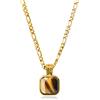 COAI Collana da Donna con Catena Figaro in Acciaio Inox Placcato Oro e Ciondolo Quadrato in Occhio di Tigre