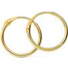 Monde Petit Damen & Kinder Creolen Hoop 14x1.5 mm Ohrstecker - Gelbgold 18 Karat (750) - Scatola Regalo - Certificato di garanzia