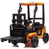 Mondial Toys Muletto Elettrico per Bambini 12V Telecomandato Forche Elettriche con Leva Reale Suoni e Luci Carrello Elevatore JCB Giocattolo per Bambini con Comando a Distanza