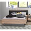 Forte Raven Letto, letto per ragazzi, in legno, rovere Artisan/effetto cemento grigio scuro, L x A x P: 126,4 x 87,7 x 209,6 cm