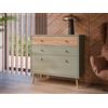 Forte Cassettiera HARLLSON EasyKlix con 3 Cassetti, Salvia con Decoro Legno: Rovere Mauvella, Stile Scandinavo Moderno, Credenza 90x86x41 cm
