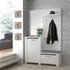 Forte BRUGIA 120 130 - Set appendiabiti moderno con 2 ante, in legno, effetto cemento, grigio scuro/bianco lucido, 124,8 cm di larghezza x 200 cm di altezza x 41,9 cm di profondità