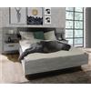 Forte Letto Forte Leonard + 2 cassettiere da notte con 2 cassetti, in legno di quercia nordica grigio/grigio opaco, larghezza 235,5 x altezza 90,5 x 195,7 cm