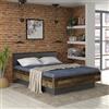 Forte Letto Clif 160 170, struttura rustica, superficie di appoggio: 160 x 200 cm, materiale in legno, stile vintage, decorazione in legno/effetto cemento, grigio scuro, 167,5 cm di larghezza x 91,7