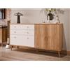 Forte Cassettiera HARLLSON EasyKlix 160 Decoro Legno: Rovere Mauvella con Bianco, Credenza con 2 Cassetti e 3 Ante, Scandinavo, Stile Retro, Gambe Alte in Legno, 160x86x41 cm
