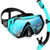 KAEFUYS Maschera Snorkeling Panoramica 180°, Set per Snorkeling con Maschera e Boccaglio Snorkeling, Maschera Subacquea Adulti Anti-Nebbia & Anti-Perdite, Maschera Sub Regolabil per Donne e Uomo