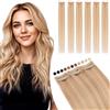Elailite Extension Capelli Veri Clip Balayage Remy Human Hair Naturali Set da 6 Ciocche Singole con Silk Lace 35cm 36gr (#18/#613 Beige Sabbia Biondo/Biondo Chiaro)