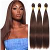 AiPliantfis Brown Human Hair Bundles Straight Extension Capelli ricci Extensions Capelli Umani #4 Chocolate Double Weft 50g 150g Total Unprocessed Virgin Remy Hair for Women 30 32 34 Inches