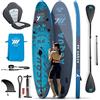 YM SUP Gonfiabile Premium 9'6 (cm 290x82x15) Con Sedile KAYAK + Pagaia Mono-Doppia Pala, 260 Litri, Max 130 Kg, Anelli, Zaino, Leash e Accessori Inclusi, Marchio ITALIANO, Stand Up Paddle ANTRACITE