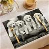 UOMSKTY Set di 2 Tovagliette decorative Americane, Cane Bianco Lavabili Colazione Tovagliette,Cucina Lino Cotone Stampate Animali Tronchi D'Albero per Tavolo da Pranzo,Matrimonio 45 x 30 cm