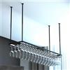 YTLEMON Portabottiglie da soffitto in metallo, portabicchieri da soffitto con portabicchieri e ripiano,Portabottiglie da Appendere Industriale Regolabile, per bar, caffetteria e cucina (Nero, 90*35CM)