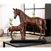 GILDE Scultura famiglia di cavalli in resina marrone, altezza 33 cm, larghezza 37 cm, profondità 14 cm
