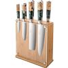 Katana Saya Elements Set di coltelli con ceppo 9 pezzi, verde foresta pluviale - Acciaio Damasco VG-10 ad alto tenore di carbonio - estrema resistenza e affilatura - Manico in legno d'ulivo e resina
