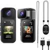 HUAJUN Action Cam 180° Rotation des Objectives WiFi Camera, 2.7K Action Camera mit 170°Widetwinkel,Bicycle Video Camera, Helmkamera, Body Cam für Vlogs, Viaggi, All'aperto
