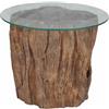 vidaXL Legno di Teak Tavolino caffè a Tronco Albero Piano Vetro Tavolo Salotto