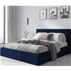 Interbeds Letto matrimoniale imbottito Hilton con struttura, box contenitore, imbottitura idrofobica (blu, 120x200)