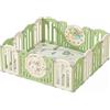 Kakbgee Box Pieghevole per Bambini, Box neonato Forma Regolabile, Espandibile Recinto bambini HDPE con tavolo da gioco e serratura di sicurezza, Centro di attività indoor/outdoor（14Pannelli Verde）